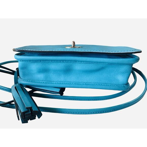 Coach Legacy Penny Crossbody Bag 19914 Turquoise Blue Leather Tassel Turnlock - Picture 5 of 7